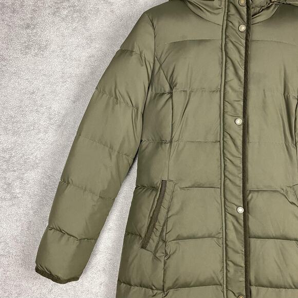 Lauren Ralph Lauren Coat Womens Small Green Down Puffer Hooded Faux Fur Long - Picture 3 of 16